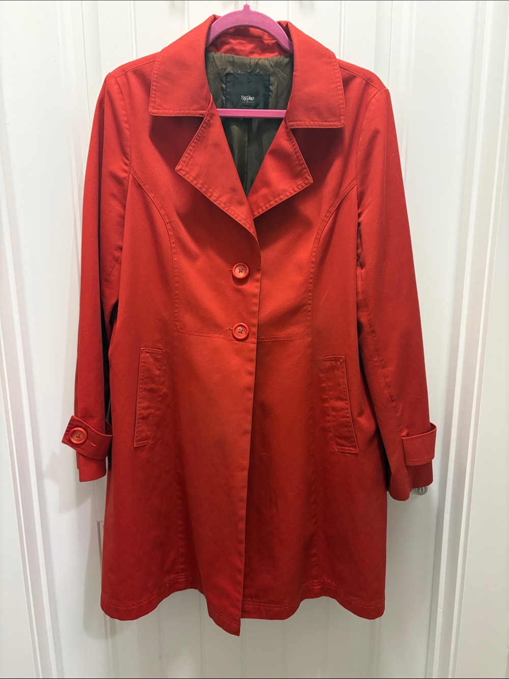 Mossimo XL Red Trench Coat Fully Lined Button Tab Classic Fall